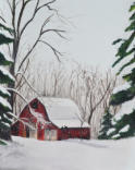 Red Barn  Soft Pastel  18x24   SOLD