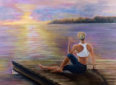 Sunset Yoga  Oil  18x24  Commissioned Piece SOLD