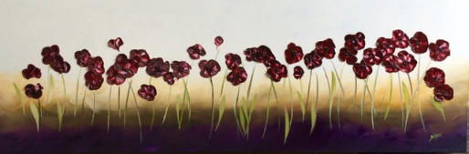 Poppy Fun  Oil  18x36 SOLD